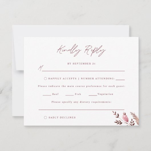 Rustic Boho Chic Fall Wildblume Wedding RSVP Card Karte (Vorderseite)