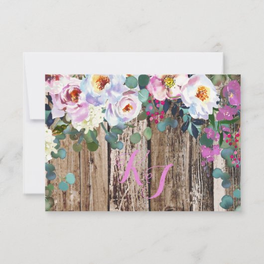 Rustic Boho Chic Peony Floral RSVP Card Karte (Rückseite)