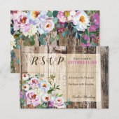 Rustic Boho Chic Peony Floral RSVP Card Karte (Vorne/Hinten)