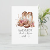 Rustic Boho Chic Western Wedding Cowboy QR Code Save The Date (Stehend Vorderseite)