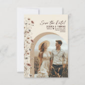 Rustic Boho Chic Wildblumen Arch Foto Hochzeit Save The Date (Vorderseite)