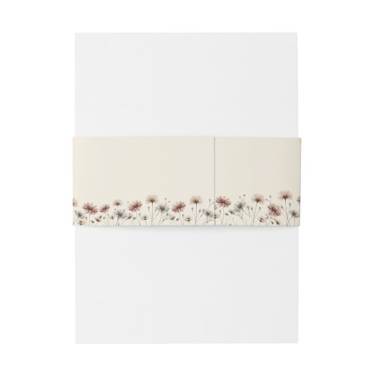 Rustic Boho Chic Wildblumen Cream Wedding Einladungsbanderole (Rückseitenbeispiel)