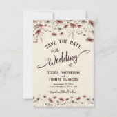 Rustic Boho Chic Wildblumen Kalligrafie Hochzeit Save The Date (Vorderseite)