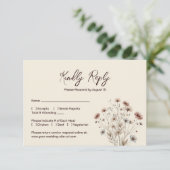 Rustic Boho Chic Wildblumen Simple Wedding RSVP Karte (Stehend Vorderseite)