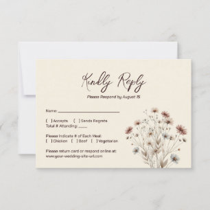 Rustic Boho Chic Wildblumen Simple Wedding RSVP Karte