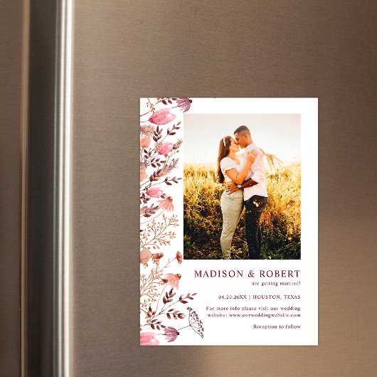 Rustic Boho Chic Wildflower Photo Save The Date Magneteinladung