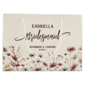 Rustic Boho Chic Wildflowers Bridesmaid Wedding Große Geschenktüte (Rückseite)