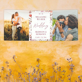 Rustic Boho Chic Wildflowers Photo Wedding Welcome Banner