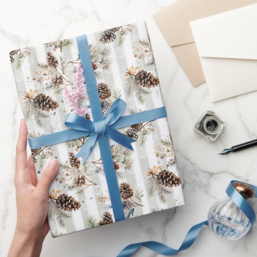 Rustic Boho Christmas Pine Farmhouse Pattern Geschenkpapier (Schenken)