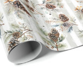 Rustic Boho Christmas Pine Farmhouse Pattern Geschenkpapier (Rolleneckpunkt)