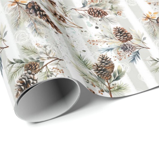 Rustic Boho Christmas Pine Farmhouse Pattern  Geschenkpapier (Rolleneckpunkt)