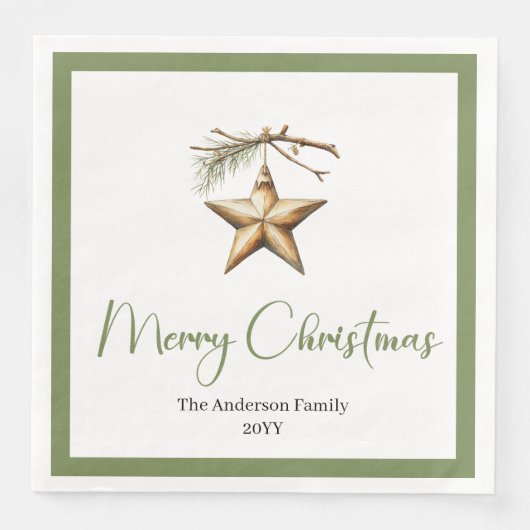 Rustic Boho Christmas Scene Watercolor Dinner  Serviette (Vorderseite)