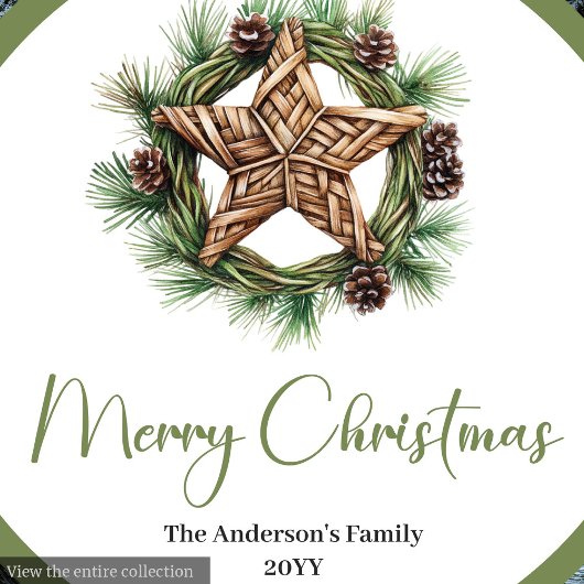 Rustic Boho Christmas Tree in Botanical Style  Pappteller