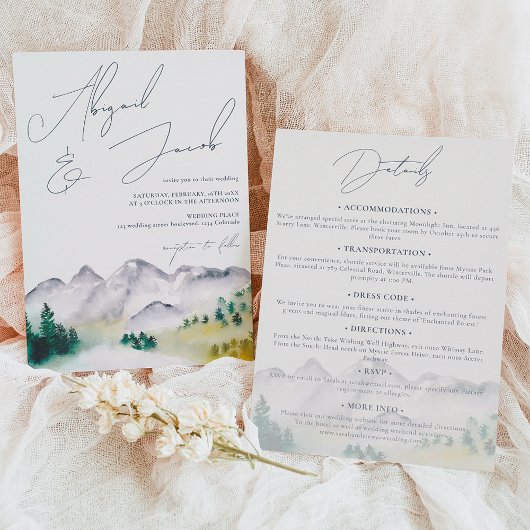 Rustic boho Colorado mountain all in one wedding Einladung