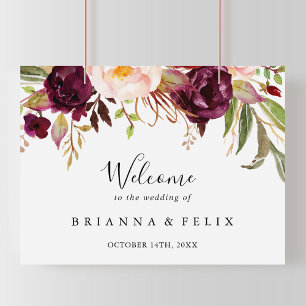 Rustic Boho Colorful Floral Wedding Welcome Sign Poster