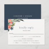 Rustic Boho Coral Botanical Wedding RSVP Card Karte (Vorne/Hinten)