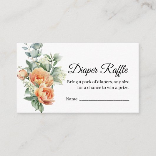 Rustic Boho Coral Peach Blume Weinkarten Begleitkarte (Vorderseite)