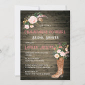 Rustic Boho Cowgirl Floral Boots Brautparty Einladung (Vorderseite)