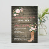 Rustic Boho Cowgirl Floral Boots Brautparty Einladung (Stehend Vorderseite)