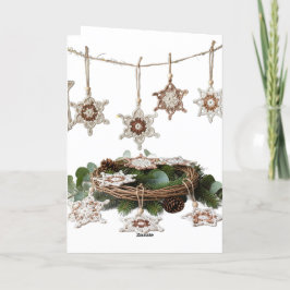 Rustic Boho Crochet Snowflake Weihnachten Gruß