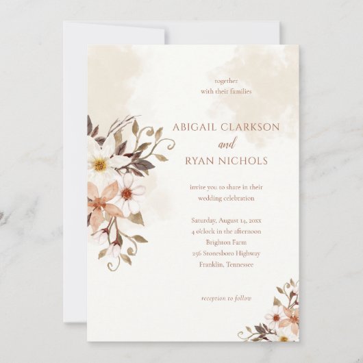 Rustic Boho Daisy Wedding Einladung (Vorderseite)