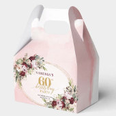 Rustic Boho Deep Red Floral 60 Birthday Favor Box Geschenkschachtel
