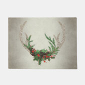Rustic Boho Deer Antlers | Christmas Kariert Flora Fußmatte (Vorderseite)