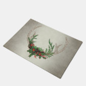 Rustic Boho Deer Antlers | Christmas Kariert Flora Fußmatte (Schrägansicht)