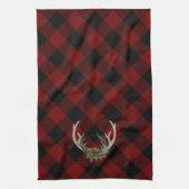 Rustic Boho Deer Antlers | Christmas Kariert Flora Geschirrtuch (Vertikal)