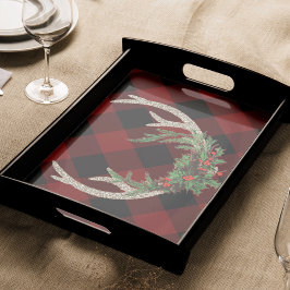 Rustic Boho Deer Antlers | Christmas Kariert Flora Seidenpapier