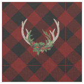 Rustic Boho Deer Antlers | Christmas Kariert Flora Stoff (Nahaufnahme)