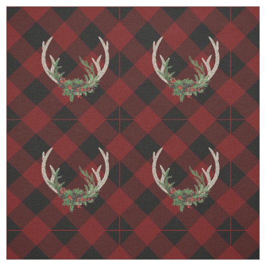 Rustic Boho Deer Antlers | Christmas Kariert Flora Stoff (Muster)