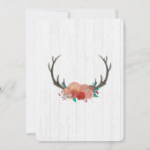 Rustic Boho Deer Antlers Kinderdusche Einladung (Rückseite)