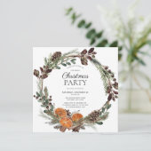 Rustic Boho Dried Orange Wreath Weihnachts-Party Einladung (Stehend Vorderseite)