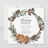 Rustic Boho Dried Orange Wreath Weihnachts-Party Einladung (Vorderseite)