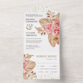 Rustic Boho Dried Palm Earthy Peach Rose Hochzeit All In One Einladung (Innen Boden)