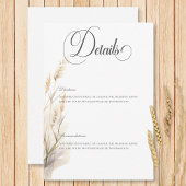 Rustic Boho Dried Tan Grass Wedding Details Begleitkarte