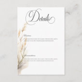 Rustic Boho Dried Tan Grass Wedding Details Begleitkarte (Vorderseite)