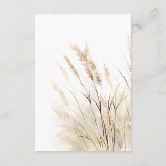 Rustic Boho Dried Tan Grass Wedding Details Begleitkarte (Rückseite)