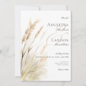 Rustic Boho Dried Tan Grass Wedding Einladung (Vorderseite)