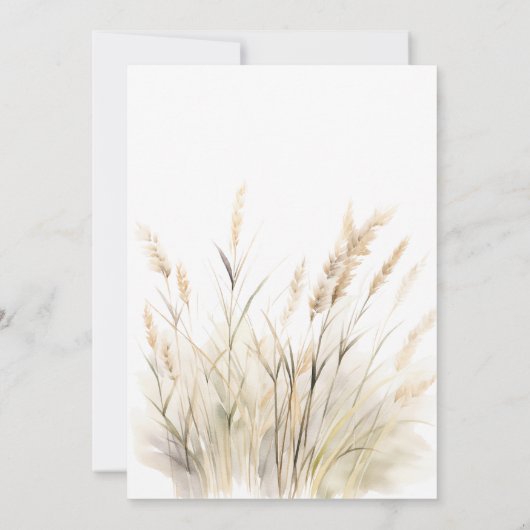 Rustic Boho Dried Tan Grass Wedding Einladung (Rückseite)