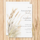 Rustic Boho Dried Tan Grass Wedding Einladung