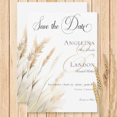 Rustic Boho Dried Tan Grass Wedding Save The Date