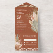 Rustic Boho Driving Palm Pampas Terracotta Wedding All In One Einladung (Innen Boden)