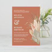 Rustic Boho Driving Palm Pampas Terracotta Wedding Einladung (Stehend Vorderseite)