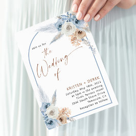 Rustic Boho Dusty Blue Floral Arch Wedding Einladung