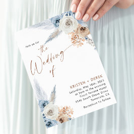 Rustic Boho Dusty Blue Floral Wedding Einladung