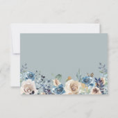 Rustic Boho Dusty Blue Floral Wedding RSVP Karte (Rückseite)