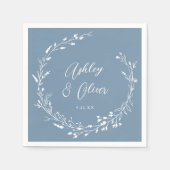 Rustic Boho Dusty Blue Wildblume Blumenhochzeit Serviette (Vorderseite)