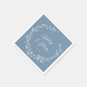 Rustic Boho Dusty Blue Wildblume Blumenhochzeit Serviette (Ecke)
